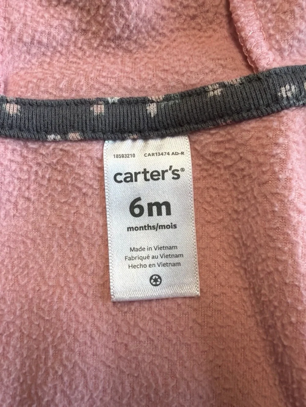 Carter's Pink Hooded Fleece Vest with Charcoal Trim